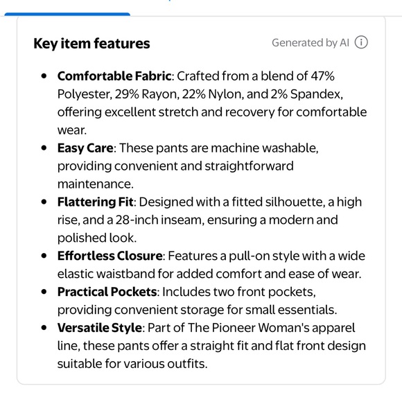 The Pioneer Woman Navy “millennium” pull on pants. 2X and 1X - Picture 4 of 12